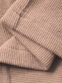 DAZY 2pcs/Set Women Brushed Knit Fitted Top And Loose Pajama Pants Homewear Set, Autumn/Winter & Spring - Dusty Pink - View 6