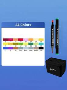 SHEIN 24/36/48/60/80/120Pcs/Set Alcohol Based Brush Markers,Dual Tip Art Markers For Artist,Sketching,Coloring,Highlighting,Illustration,Anime Design,Coloring Brush Pen Set,Markers,Anime,Alcohol Markers,Taba Squishy,Feutre,Markers Alcohol Based,Alcohol Markers,Markers,Alcohol Markers Brush,Alcohol Markers,Alcohol Markers Brush,Markers - Multicolor - View 13