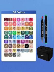 SHEIN 24/36/48/60/80/120Pcs/Set Alcohol Based Brush Markers,Dual Tip Art Markers For Artist,Sketching,Coloring,Highlighting,Illustration,Anime Design,Coloring Brush Pen Set,Markers,Anime,Alcohol Markers,Taba Squishy,Feutre,Markers Alcohol Based,Alcohol Markers,Markers,Alcohol Markers Brush,Alcohol Markers,Alcohol Markers Brush,Markers - Multicolor - View 15