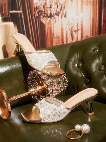 CUCCOO TILAWA Women's Elegant Party & Banquet Crystal Embellished Open Toe High Heel Sandals