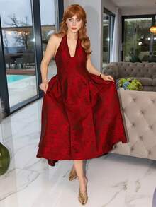 Gretanique 女士万圣节长裙 - 紅色和黑色 - 查看 1