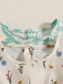 SHEIN Playful Pals 女童格子碎花圆领连衣裙 - 彩色 - 查看 3