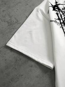 ROMWE MEN Goth Áo thun nam dáng rộng, ngắn, in hình đồ họa môn đấm bốc. - trắng - Xem 4