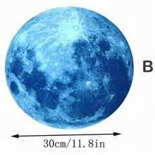 SHEIN 1pc Moon Pattern Glow In The Dark Wall Sticker Valentine DAY, Valentines Wedding, Birthday,Hoom Decor - Blue - View 12