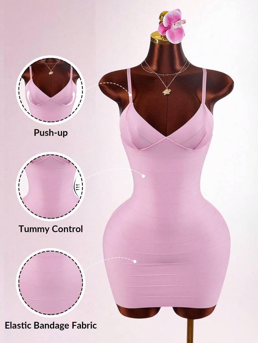 Amplova 2026 New Low-Cut Bodycon Mini Dress For Women ,Summer Dress - Pink - View 1