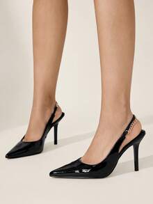 CUCCOO CHICEST French High Heels, Elegant Bridal Toasting Shoes, Pointed Stiletto Sandals, Wedding Shoes, Women's Shoes - Black - View 7