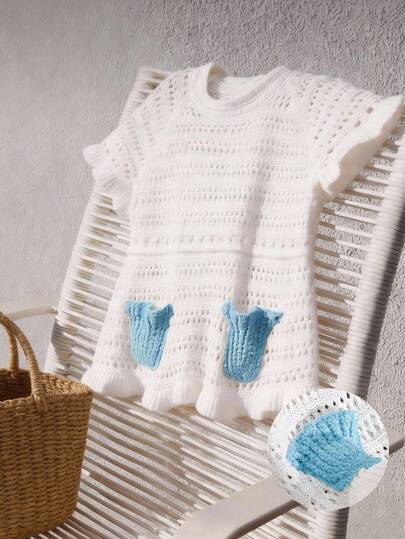 CosyJoli Blusa de punto con volantes y calados para tallas grandes