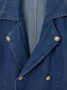 GlowEve Women's Casual Collared Sleeveless Double-Breasted Denim Dress, Summer - Blue - View 5