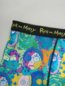 Rick and Morty X SHEIN 1pc Men's Boxer Briefs With Cartoon Character Digital Printing, Elastic Waistband - Green - View 4