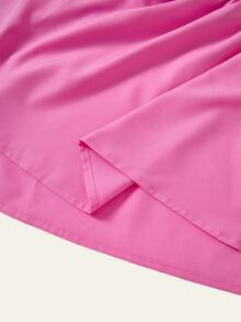 SHEIN Casuvi Kids 1件少女休闲条纹CA字母刺绣不对称拼接A字连衣裙，时尚百搭，适合聚会，简约设计 - 粉色 - 查看 7