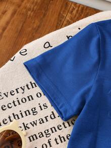 2pcs Toddler Boys' Dinosaur Embossed Denim Shorts Set - Royal Blue - View 6