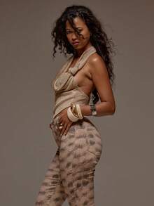 MUSERA 针织高领露背打结修身上衣，适合春夏度假海滩伊比沙岛音乐节派对，优雅迷人 - 黃色 - 查看 4