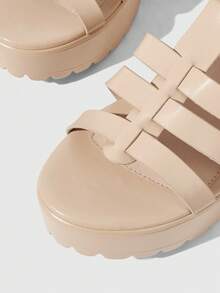 HighSole 女士时尚黑色高跟凉鞋，适合夏季毕业典礼、舞会、度假等各种场合，包括夏季、圣诞节、秋季、新年等节日。 - 杏色 - 查看 4