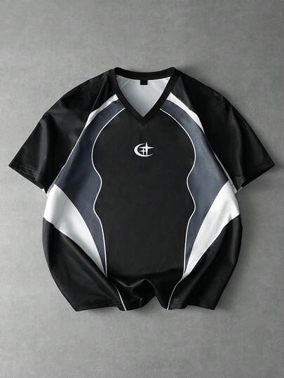  PAVTROS情人节、春夏、Y2K、狂欢节、复古、街头服饰、派对、圣帕特里克节、外出、男士多色撞色条纹圆领T恤