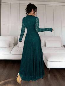 Feyla 优雅白色蕾丝连衣裙 - 水鴨藍 - 查看 2