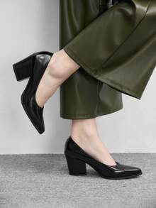 CUCCOO BIZCHIC 女士尖头优雅百搭高跟鞋，适合日常通勤 - 黑色 - 查看 1
