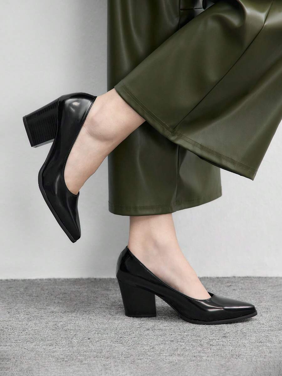 CUCCOO BIZCHIC 女士尖头优雅百搭高跟鞋，适合日常通勤 - 黑色 - 查看 1