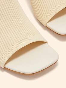 CUCCOO BASICS Women's Square Toe Casual Fashion High Heel Mule Sandals For Christmas - Off-white 1 - View 4