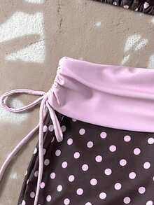 Swim Mod 26SS 春夏度假沙滩可爱黄粉波点三角比基尼上衣和低腰泳裤撞色两件套 - 彩色 - 查看 5