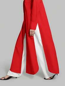 Ontre 2026春夏新款女士休闲宽松度假套装衬衫，红色长款衬衫，女士衬衫，女士纽扣衬衫，通勤装，夏季商务休闲女士度假海滩生日派对服装，女士教师装，女士职业装 - 紅色 - 查看 8