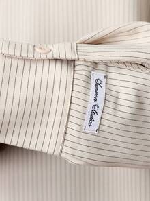 SUMWON 罗纹长袖衬衫和宽松阔腿裤套装，休闲家居服搭配 - 杏色 - 查看 7