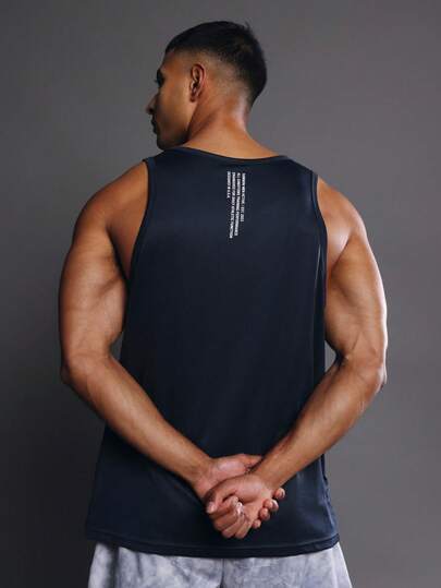 SUMWON Camiseta de tirantes de malla transpirable con cuello redondo y ajuste atlético para entrenamiento de verano para hombres