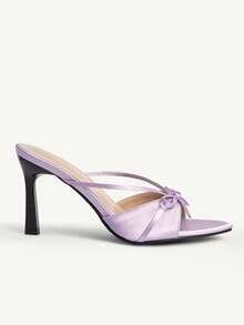 CUCCOO CHICEST Women's High Heel Sandals, Spring/Summer Fashion New Lavender Satin Ribbon Bow Elegant Romantic Wedding Party Slip-On Stilettos Valentine's Day Elegant Shoes Wedding Shoes - Mauve Purple - View 7