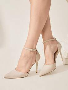 CUCCOO CHICEST 女士新款麂皮尖头高跟鞋，细带镂空凉鞋，优雅百搭，适合派对、圣诞节、新年和情人节等场合。 - 淺杏色 - 查看 6