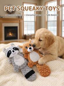 PETSIN 可爱卡通松鼠毛绒狗狗玩具，内置BB吠叫声，可与狗狗互动玩耍 - 彩色 - 查看 10