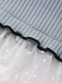 DAZY 女婴/幼儿圆领荷叶边短袖上衣，夏季 - 淺藍色 - 查看 8