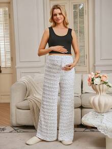 SHEIN 波西米亚风荷叶边波点蕾丝高腰阔腿裤，适合海滩度假、西部乡村音乐节、日常穿着、返校季、万圣节、圣诞节等各种场合。 - 彩色 - 查看 5