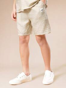 SUMWON Leinenartiges Kurzarm Hemd mit Knöpfen und Shorts Koordinations-Set mit Brusttasche, klassischem Kragen, leichtem, natürlich strukturiertem Stoff, 2-teiliges Outfit - Beige - Übersicht 5