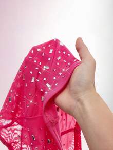 Amplova 2026 New Rhinestone Embellished Low-Cut Basic Top - Pink - View 13