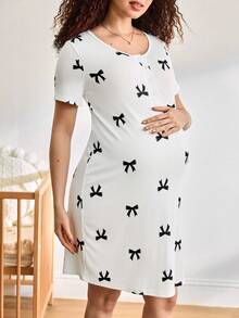 舒适休闲家居服，柔软心形孕妇睡衣 - 彩色 - 查看 5