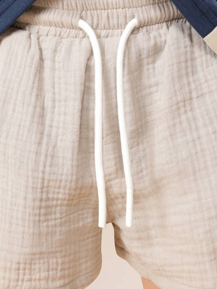 Navy T-Shirt And Beige Shorts Set