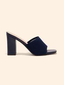 CUCCOO BASICS Minimalist Commuter Versatile Open Toe Mule High Heel Sandals For Christmas Summer - Blue 2 - View 4