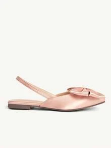 CUCCOO CHICEST Giày nữ dễ thương có nơ trang trí, mũi nhọn, kiểu dáng slingback màu đen, chất liệu satin, thích hợp cho kỳ nghỉ hè, giày bệt thanh lịch mùa hè, giày mùa xuân, giày cho lễ Phục sinh và Giáng sinh. - Hồng - Xem 8