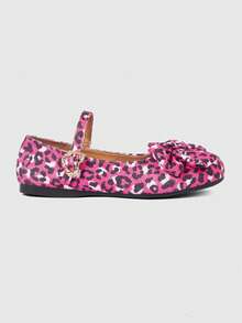 ROMWE Kawaii Women's Fashionable & Sweet Bow Decor Flats For Christmas 2000s Style Y2K - Red zebra leopard print big bow - View 5
