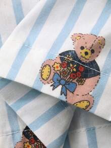 DAZY Young Boys Striped Bear Print Pajama Shorts - Blue - View 8