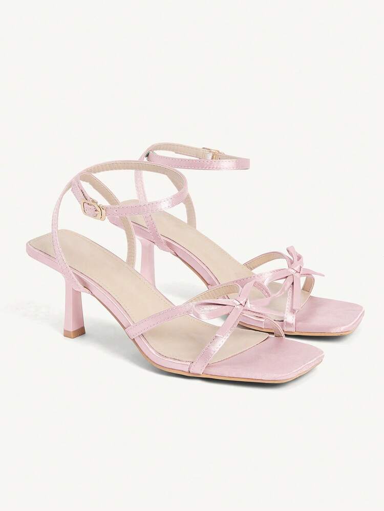 CUCCOO CHICEST Women's Fashionable & Elegant Bow Decor Heeled Sandals Valentine's Day Elegant Shoes Wedding Shoes