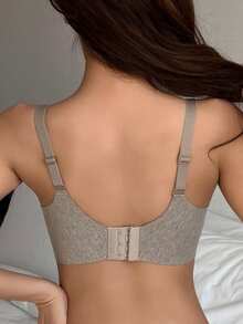 DAZY Adjustable Strap Lightly Padded Ribbed Fabric Bra, English Graphic, Suitable For Spring & Summer Lingerie For Women - Khaki - View 2