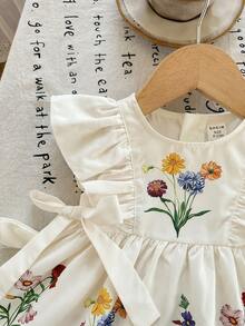 LMoss Kids 女婴编织花卉荷叶边下摆休闲连衣裙 - 彩色 - 查看 6