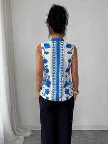 SHEIN Elenzya Áo không tay cổ chữ V dành cho nữ, họa tiết hoa in chìm. - Nhiều màu - Xem 2