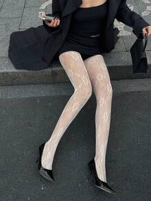 Livesso Women's Lace Sheer Fitted Sexy Leggings - White - View 5