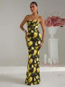 Lumalex 春季情人节甜蜜美丽情人节服装圣瓦伦丁节复活节婚礼订婚成人礼女士奢华派对印花连衣裙，是春季节日和情人节的理想之选 - 黑色 - 查看 4