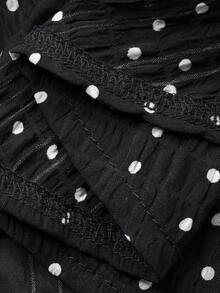 DAZY Women's Letter Print Fitted T-Shirt And Polka Dot Print Side Slit Hem Skirt 2 Pieces Set - Grey - View 7