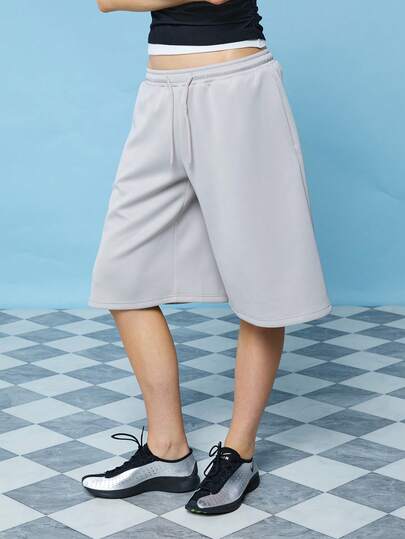 COUREZ Low Rise Basketball Longline Shorts /Y2K Summer Clothes For Women Cute Grey Shorts Beach Outfits Holiday Outfits Swimwear Summer Vacation Going Out Outfits