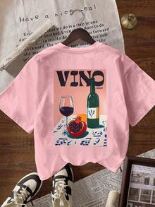 EMERY ROSE Women's Graphic T-Shirt, Casual Street Style Short Sleeve Tee, Cute Summer Top - Pink - View 2