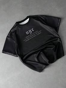 PAVTROS 男士圆领休闲日常印花短袖T恤，夏季，春夏，夏季，度假，复古，外出，派对，节日，送男友的礼物，街头风，运动 - 黑色 - 查看 1