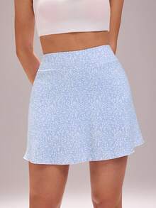 Sovereign Charm Women's All-Over Print Casual Versatile Daily Outdoor Sports Mini Skirt - Blue - View 1